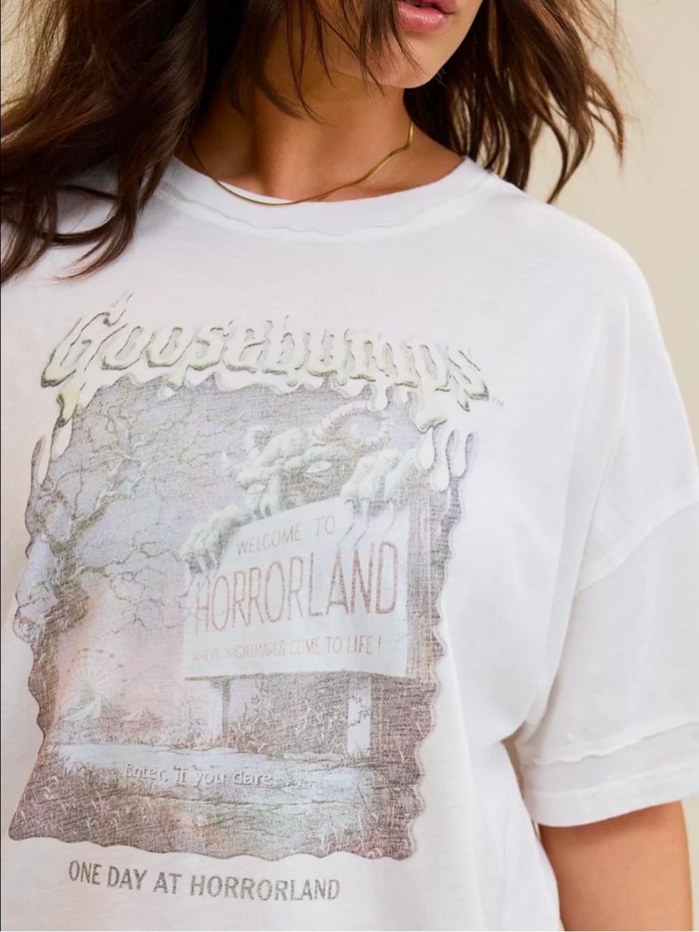 Aerie Halloween Goosebumps White Graphic Tee - Horrorland Print